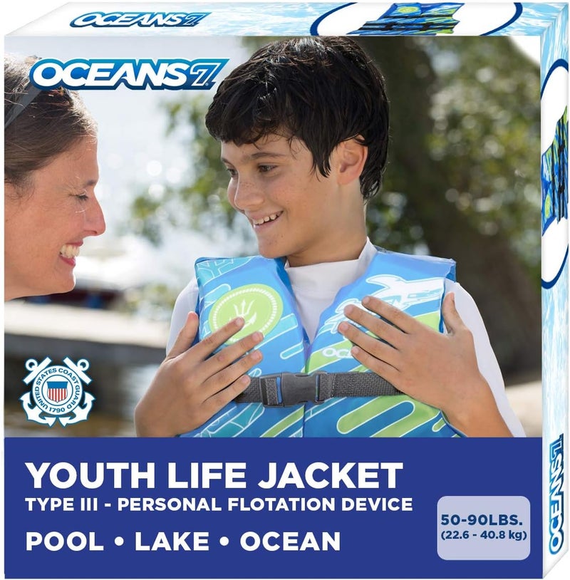 Oceans 7 US Coast Guard Approved Life Jacket for Infant, Kids, Youth, – Type II & III Vest, Personal Flotation Device - Image 1